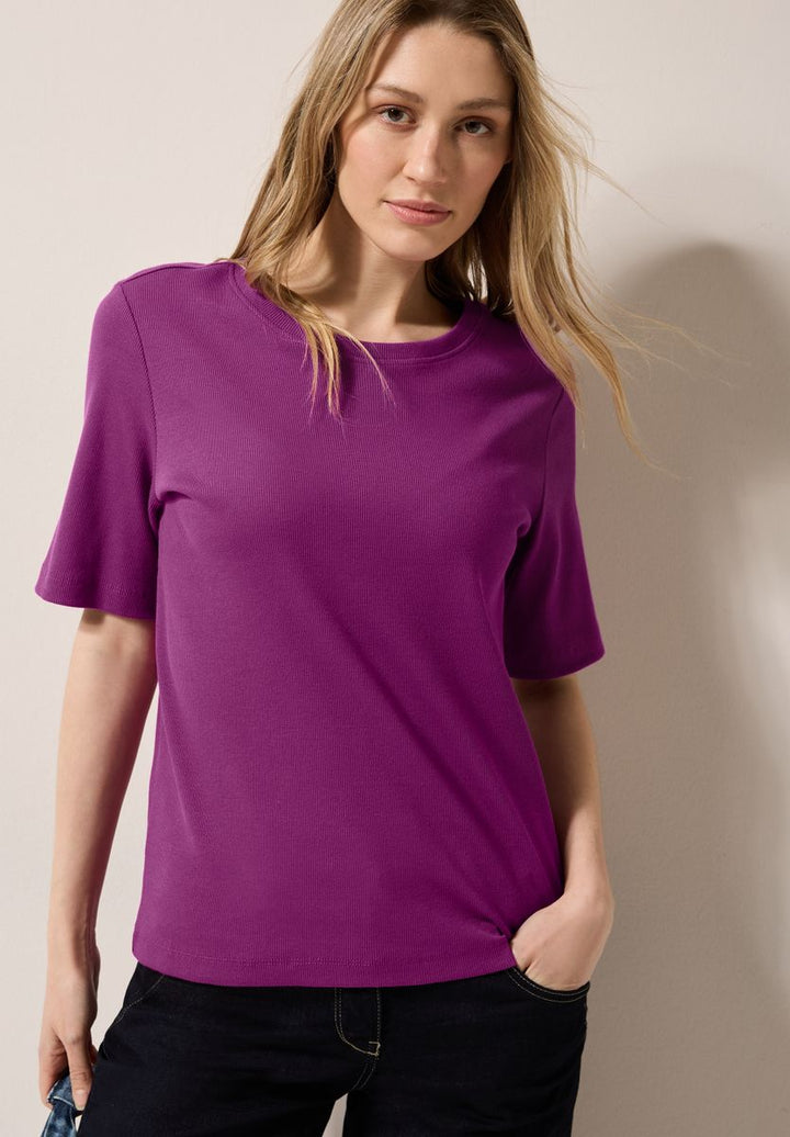 Basic Rippstruktur T-Shirt