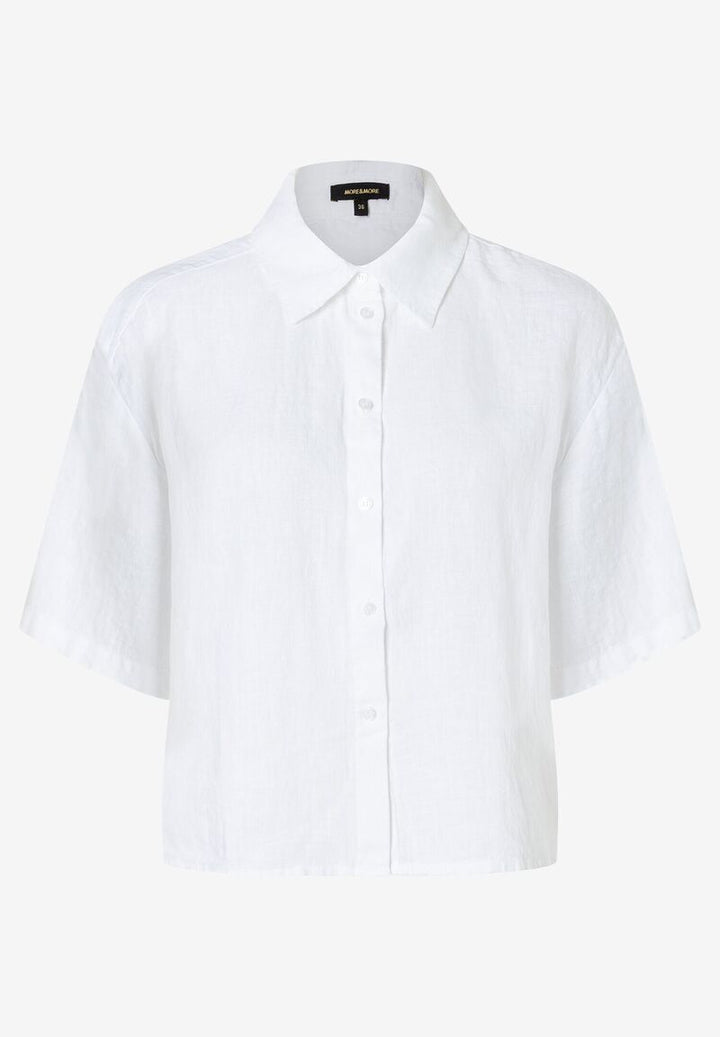 kurze Leinenbluse  weiß  Sommer-Kollektion
