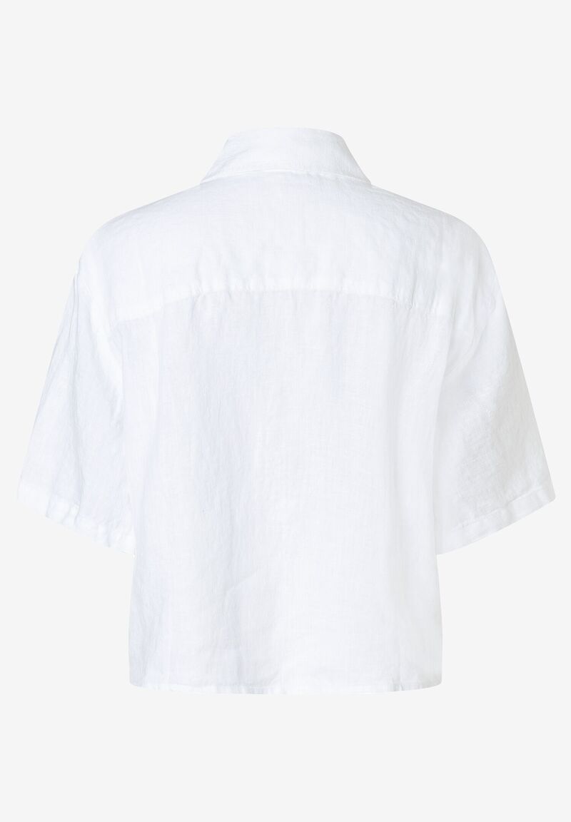 kurze Leinenbluse  weiß  Sommer-Kollektion
