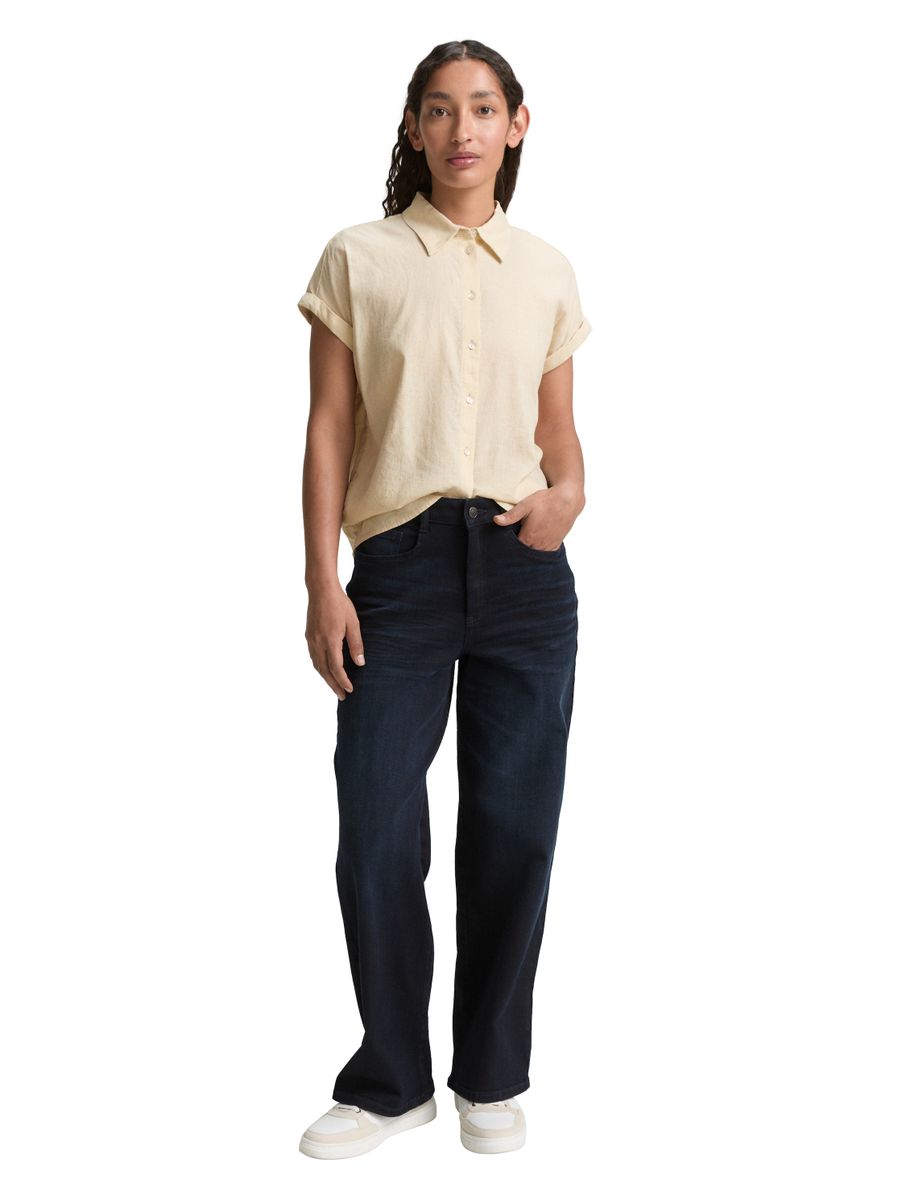 Loose Fit Bluse mit Leinenanteil