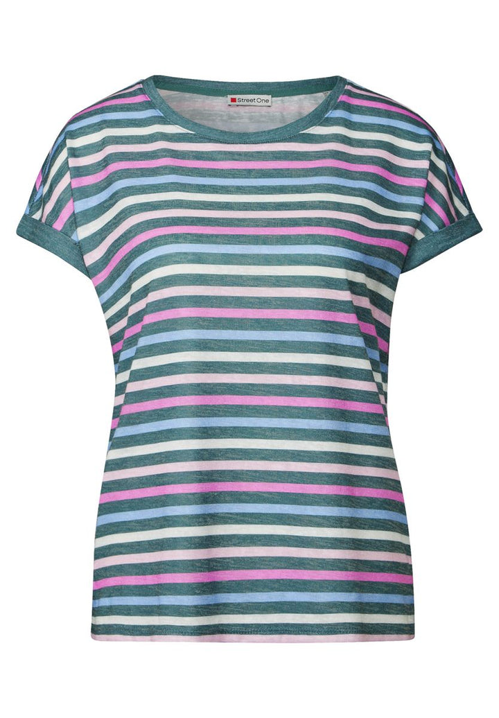 Leinen-Look Streifen-Shirt