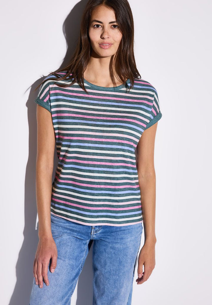 Leinen-Look Streifen-Shirt