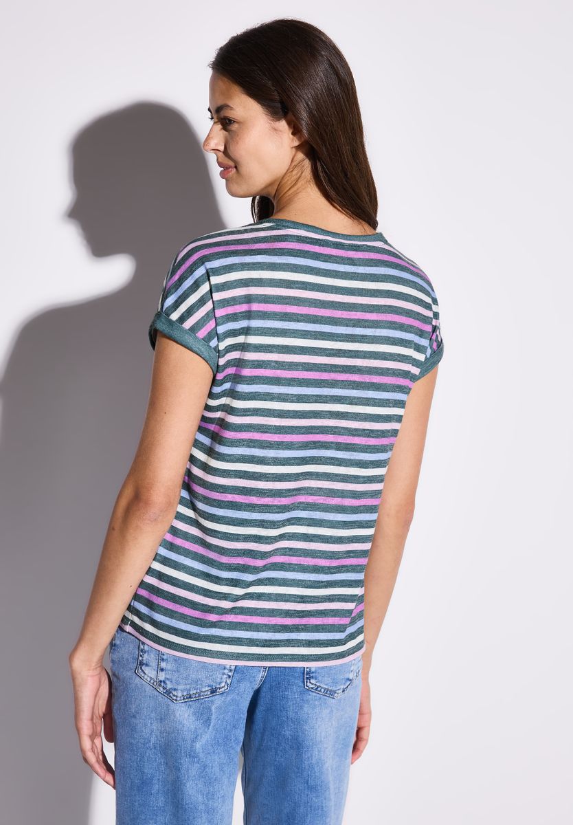 Leinen-Look Streifen-Shirt