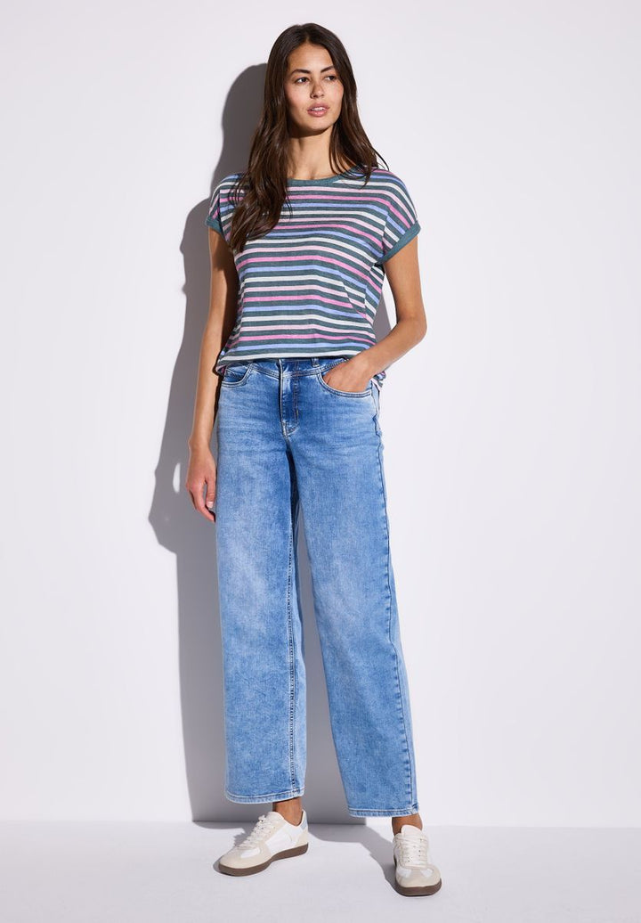 Leinen-Look Streifen-Shirt