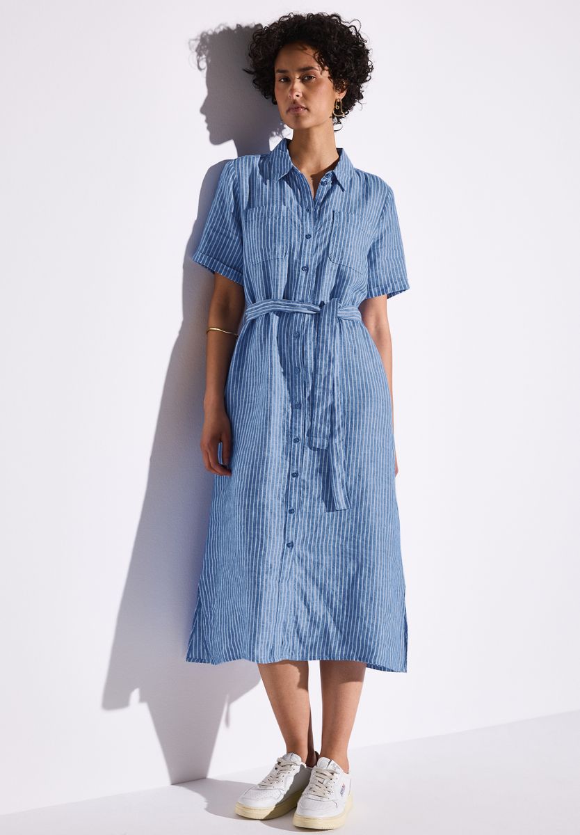 Gestreiftes Leinenkleid