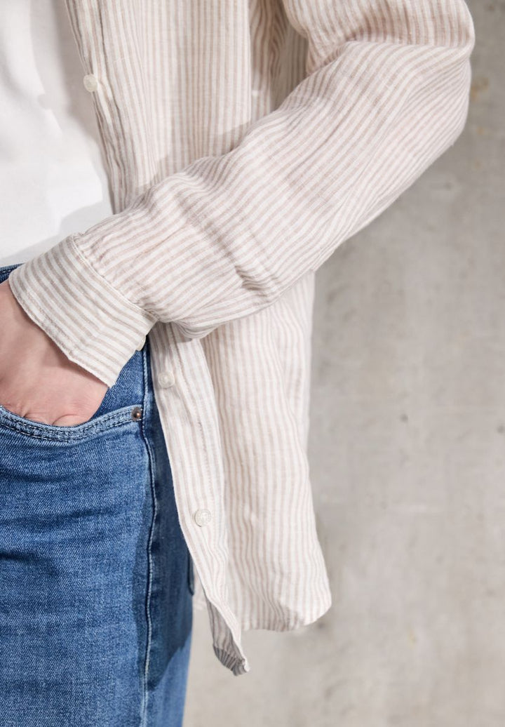 Gestreifte Leinen-Hemdbluse
