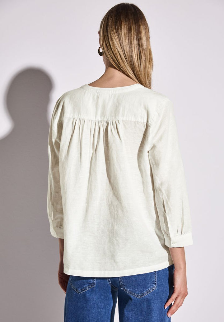 Leinenmix-Bluse in Unifarbe