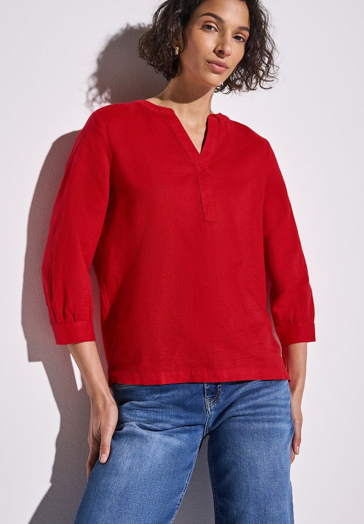 Leinenmix-Bluse in Unifarbe