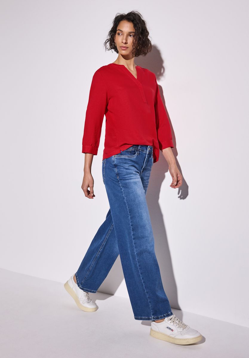 Leinenmix-Bluse in Unifarbe