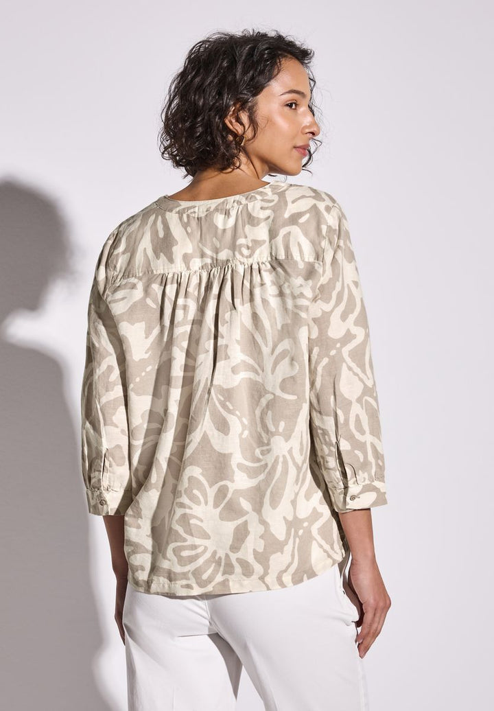 Gemusterte Leinenmix-Bluse