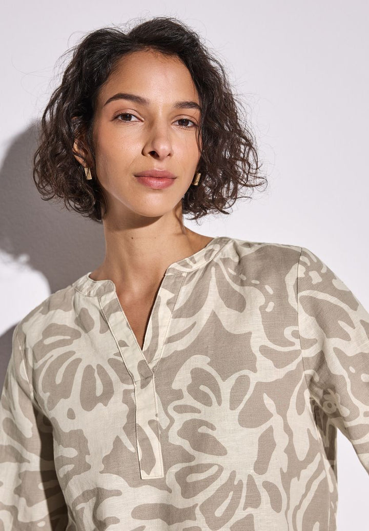 Gemusterte Leinenmix-Bluse