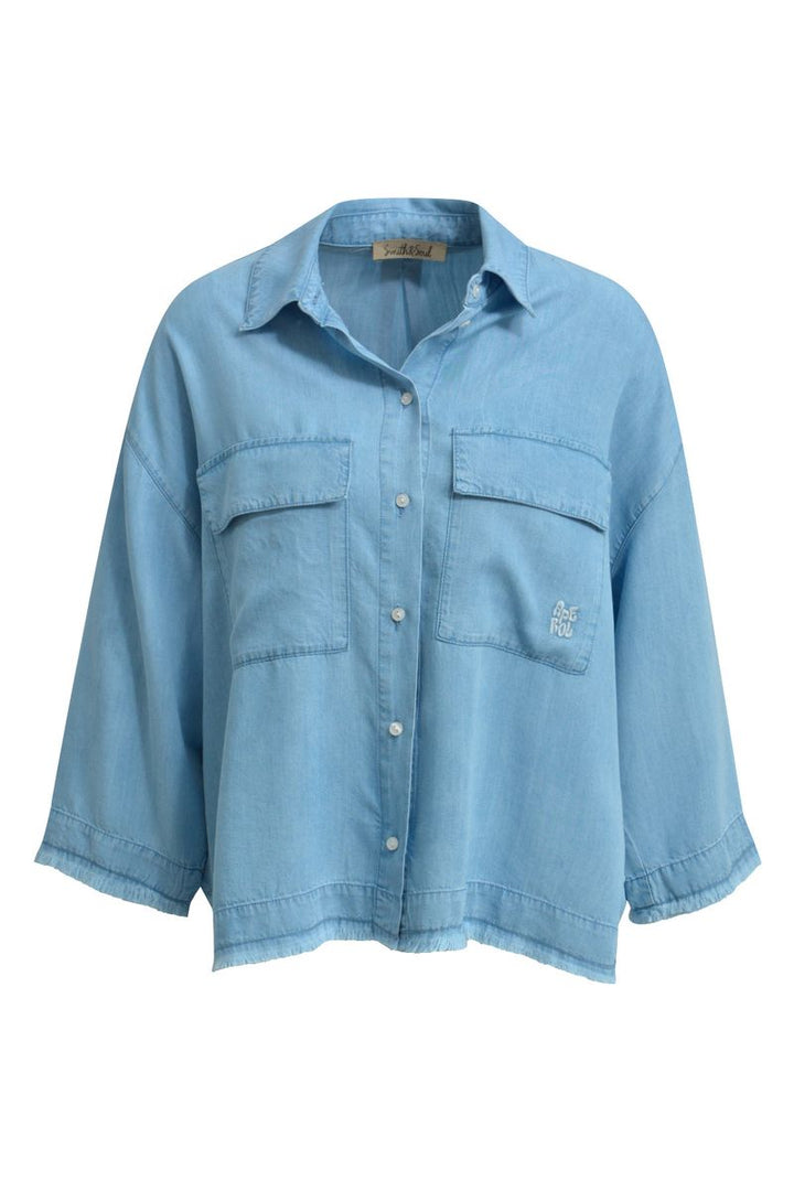 Cropped Denim Shirt Blouse