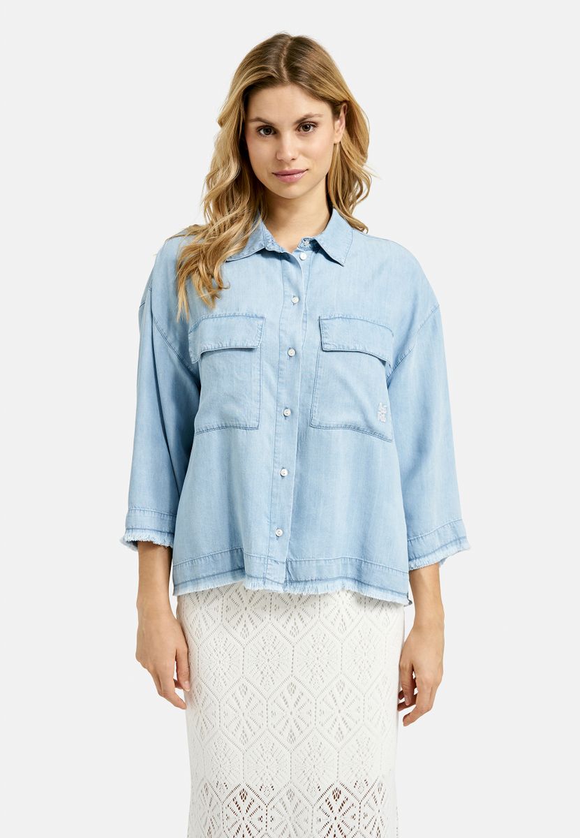 Cropped Denim Shirt Blouse