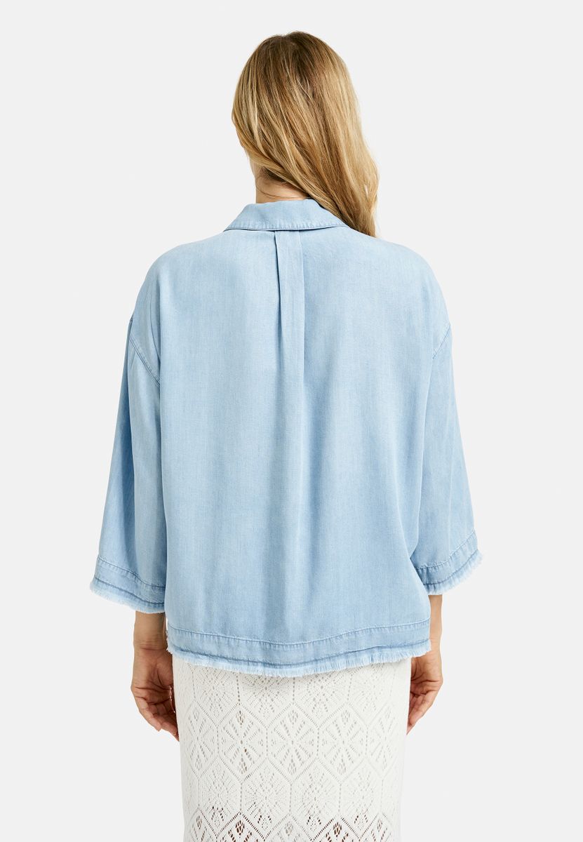 Cropped Denim Shirt Blouse