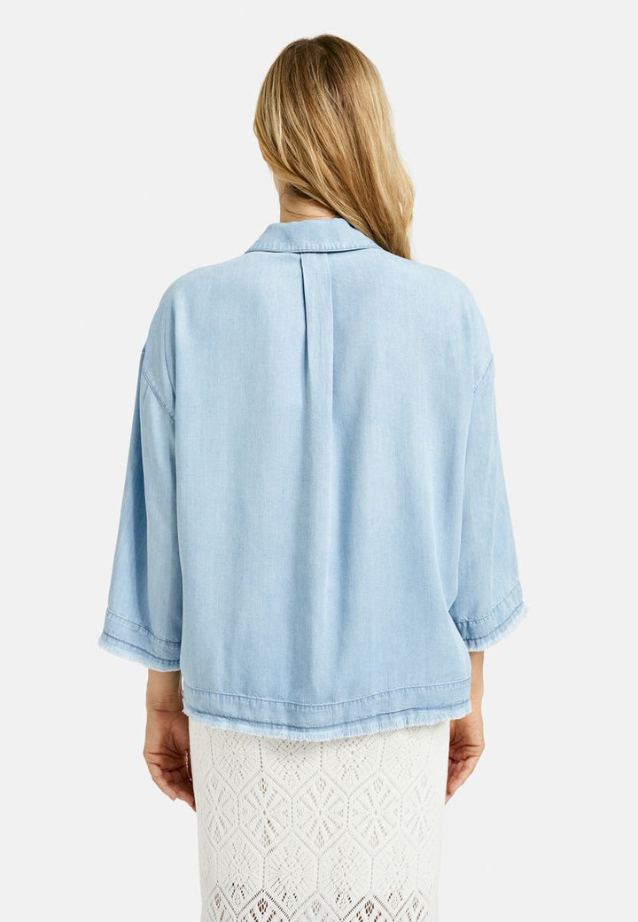 Cropped Denim Shirt Blouse