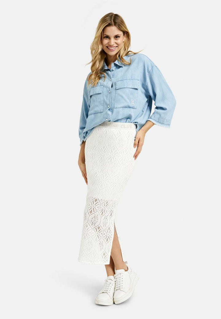 Cropped Denim Shirt Blouse