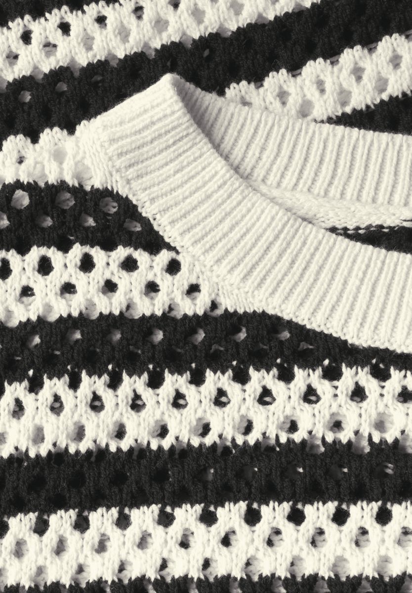 Gestreifter Mesh-Pullover