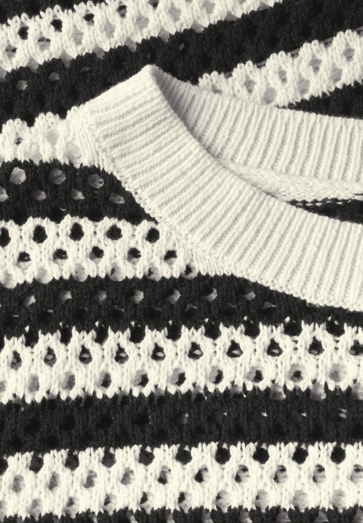 Gestreifter Mesh-Pullover