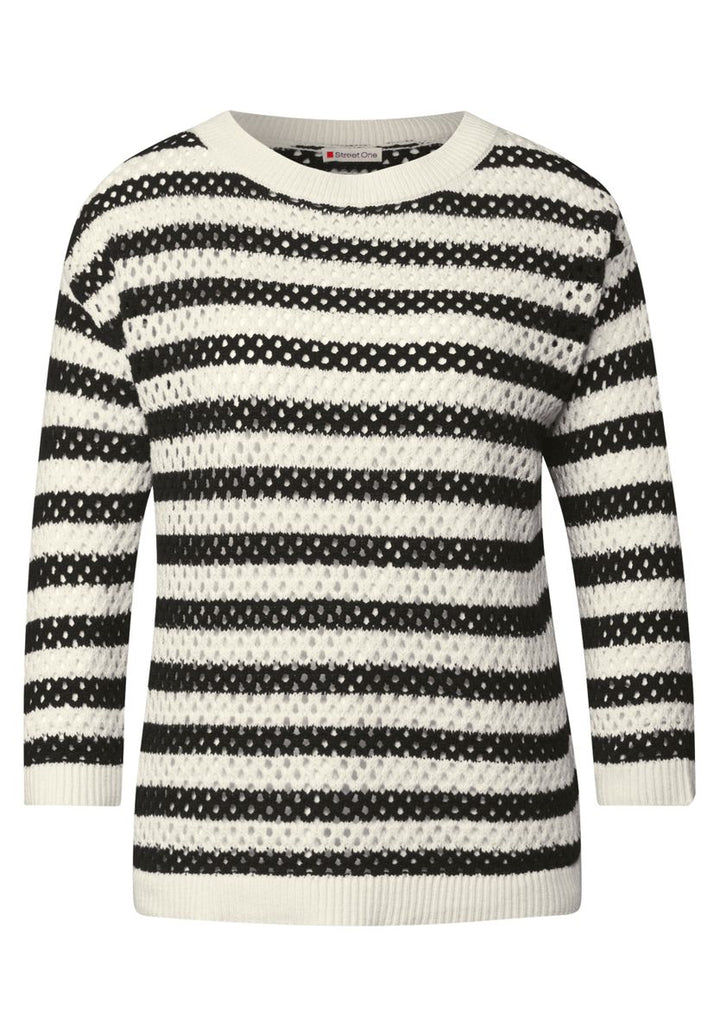 Gestreifter Mesh-Pullover