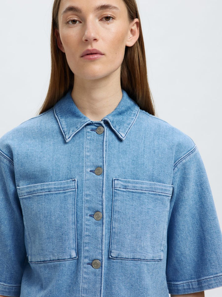 SLFANYA 2/4 SHORT DENIM SHIRT