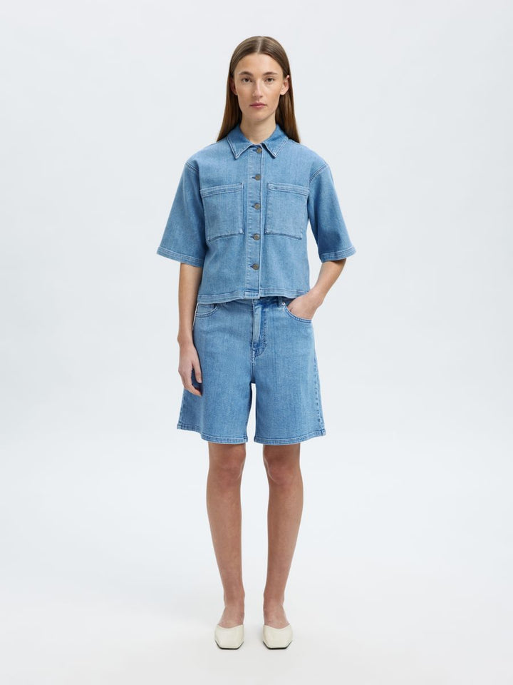 SLFANYA 2/4 SHORT DENIM SHIRT