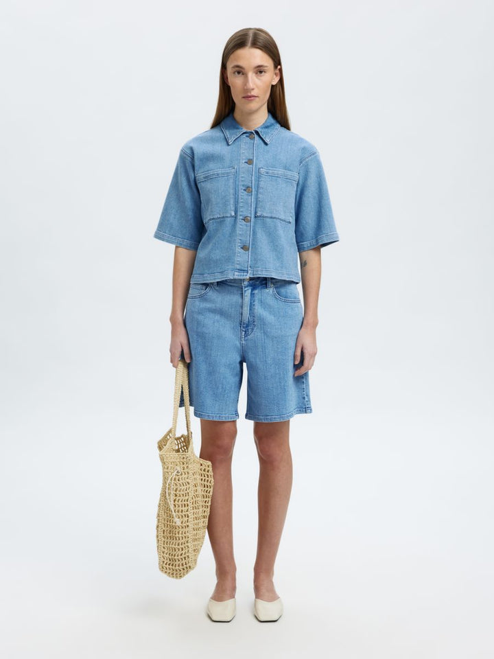 SLFANYA 2/4 SHORT DENIM SHIRT