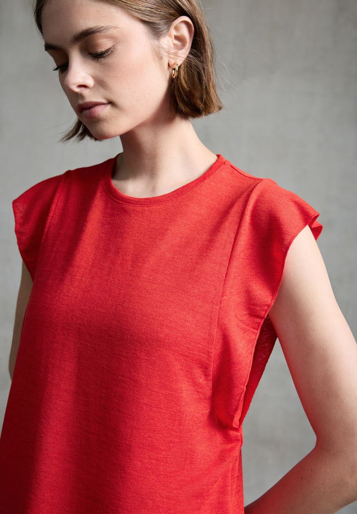 Leinen-Look Top mit Volants