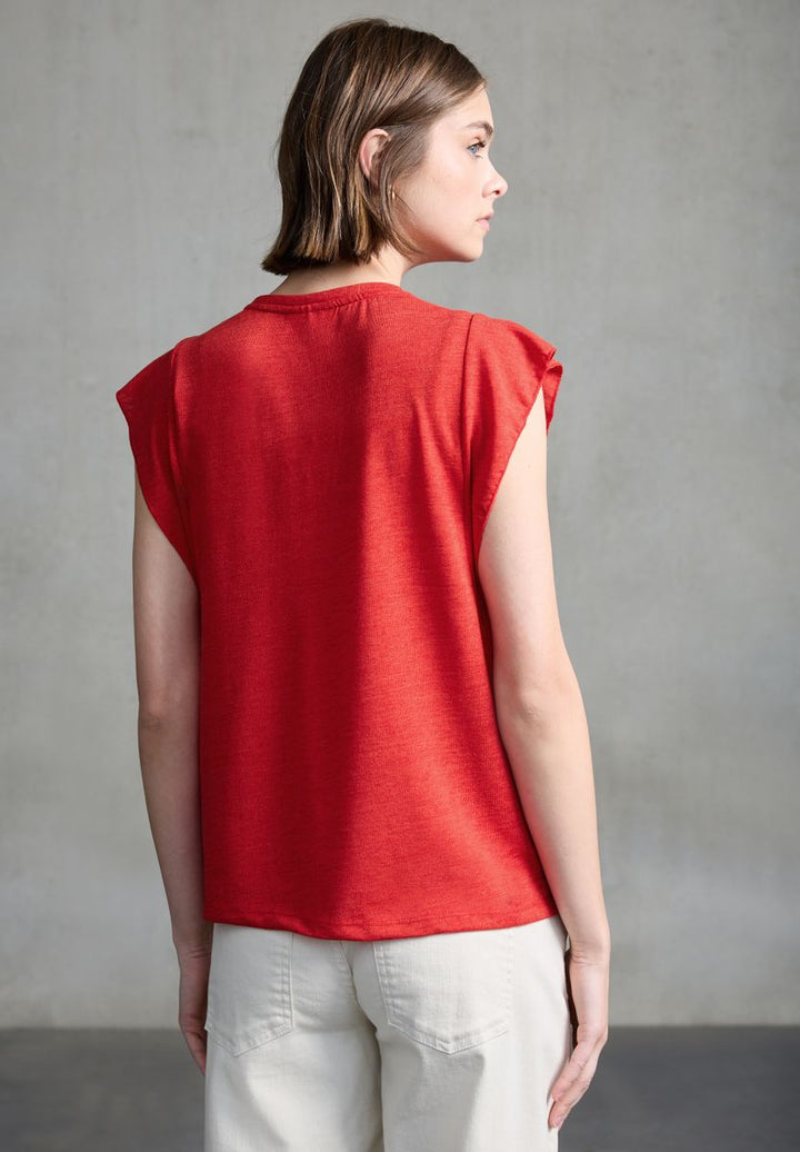 Leinen-Look Top mit Volants