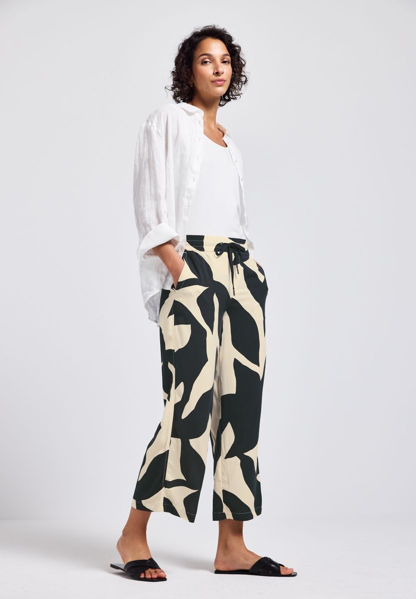 Gemusterte Wide Leg Hose