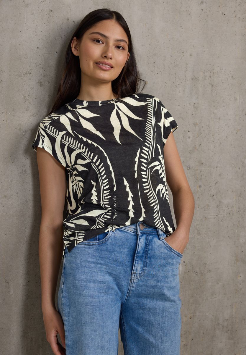 Bedrucktes Leinen-Look Shirt