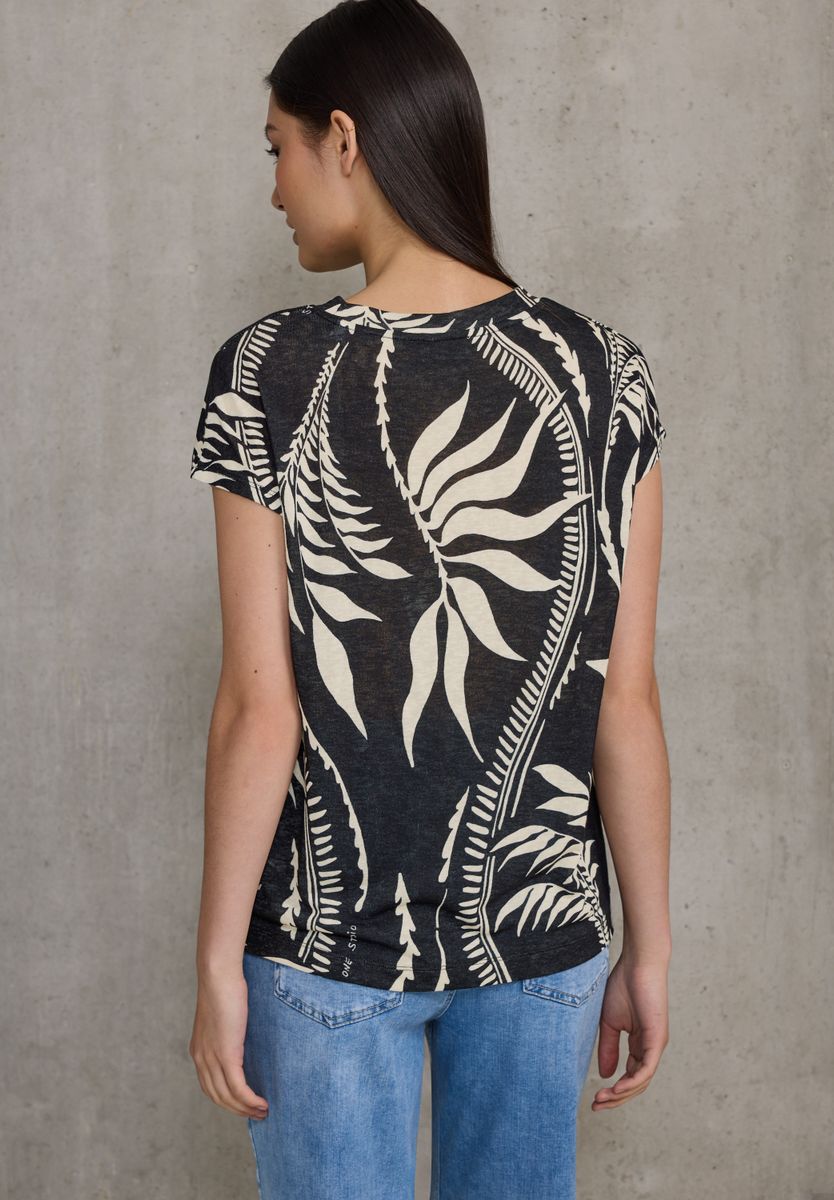 Bedrucktes Leinen-Look Shirt