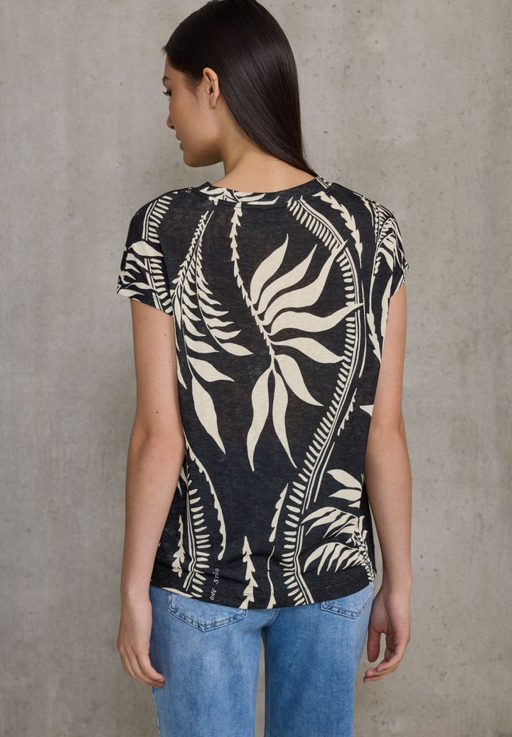 Bedrucktes Leinen-Look Shirt