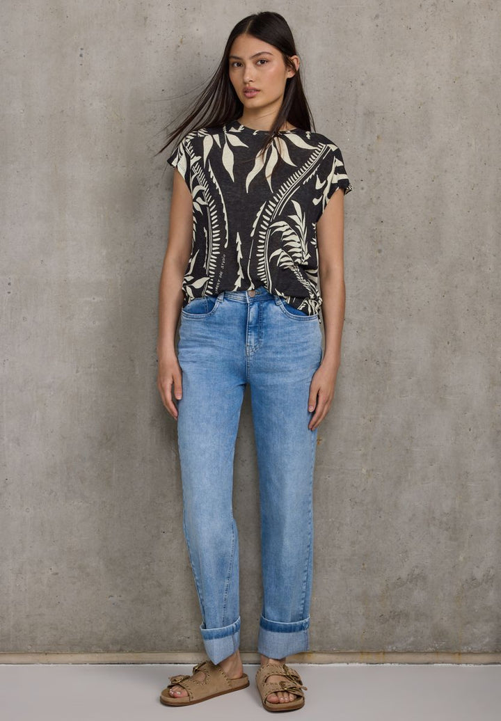Bedrucktes Leinen-Look Shirt