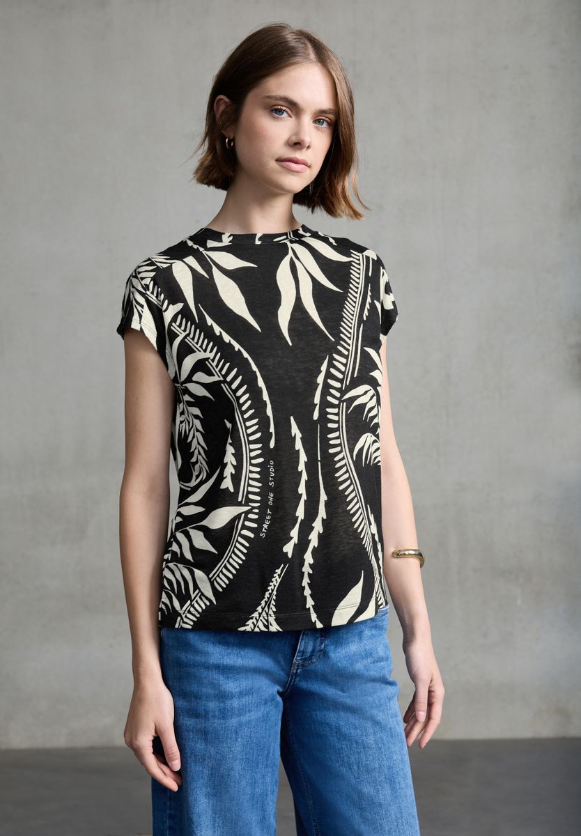 Bedrucktes Leinen-Look Shirt