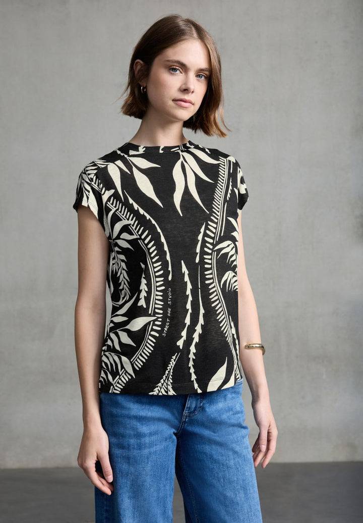 Bedrucktes Leinen-Look Shirt
