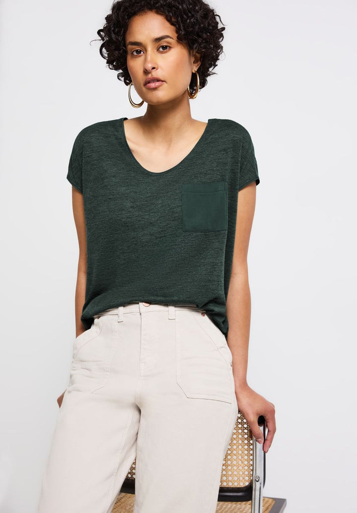 Leinen-Look T-Shirt