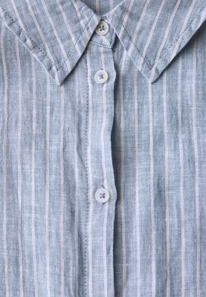 Gestreifte Leinen-Hemdbluse