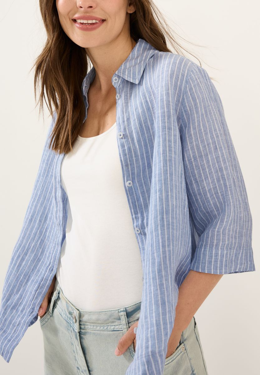Gestreifte Leinen-Hemdbluse