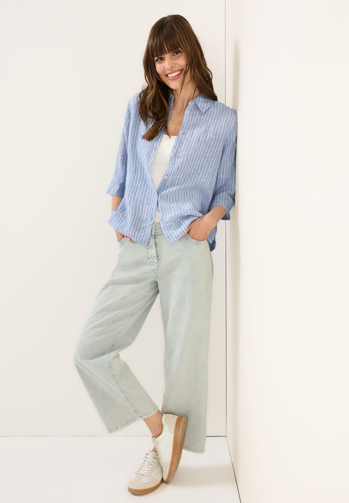 Gestreifte Leinen-Hemdbluse