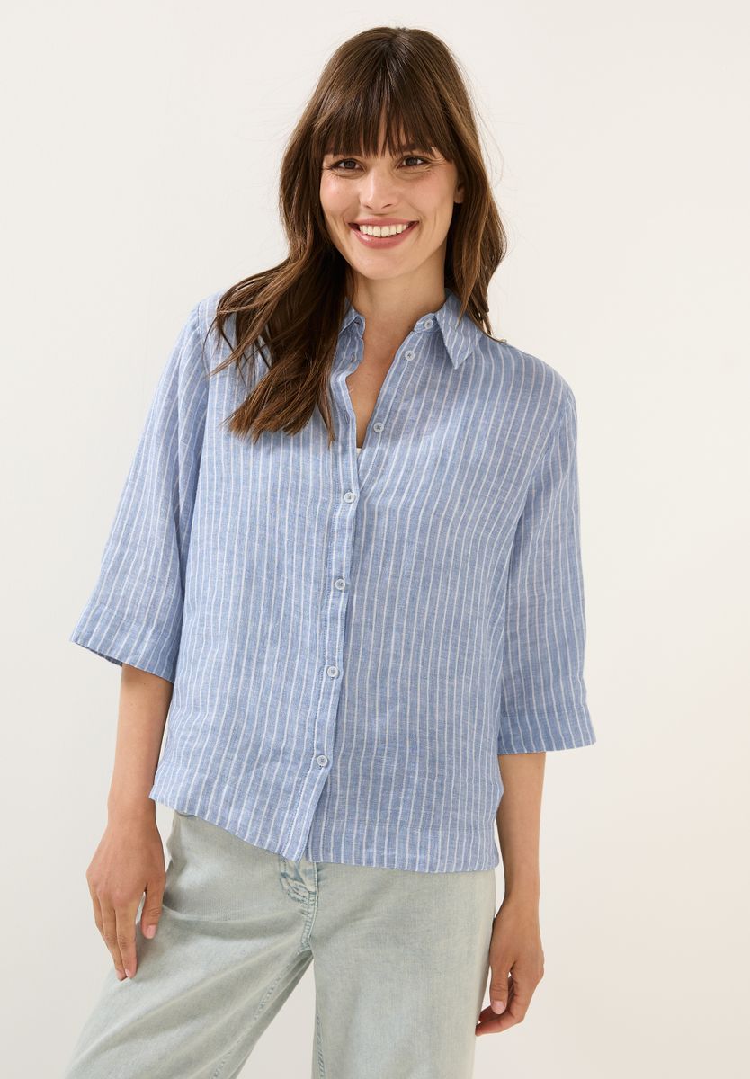 Gestreifte Leinen-Hemdbluse