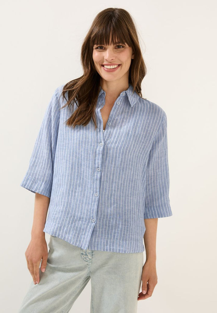 Gestreifte Leinen-Hemdbluse