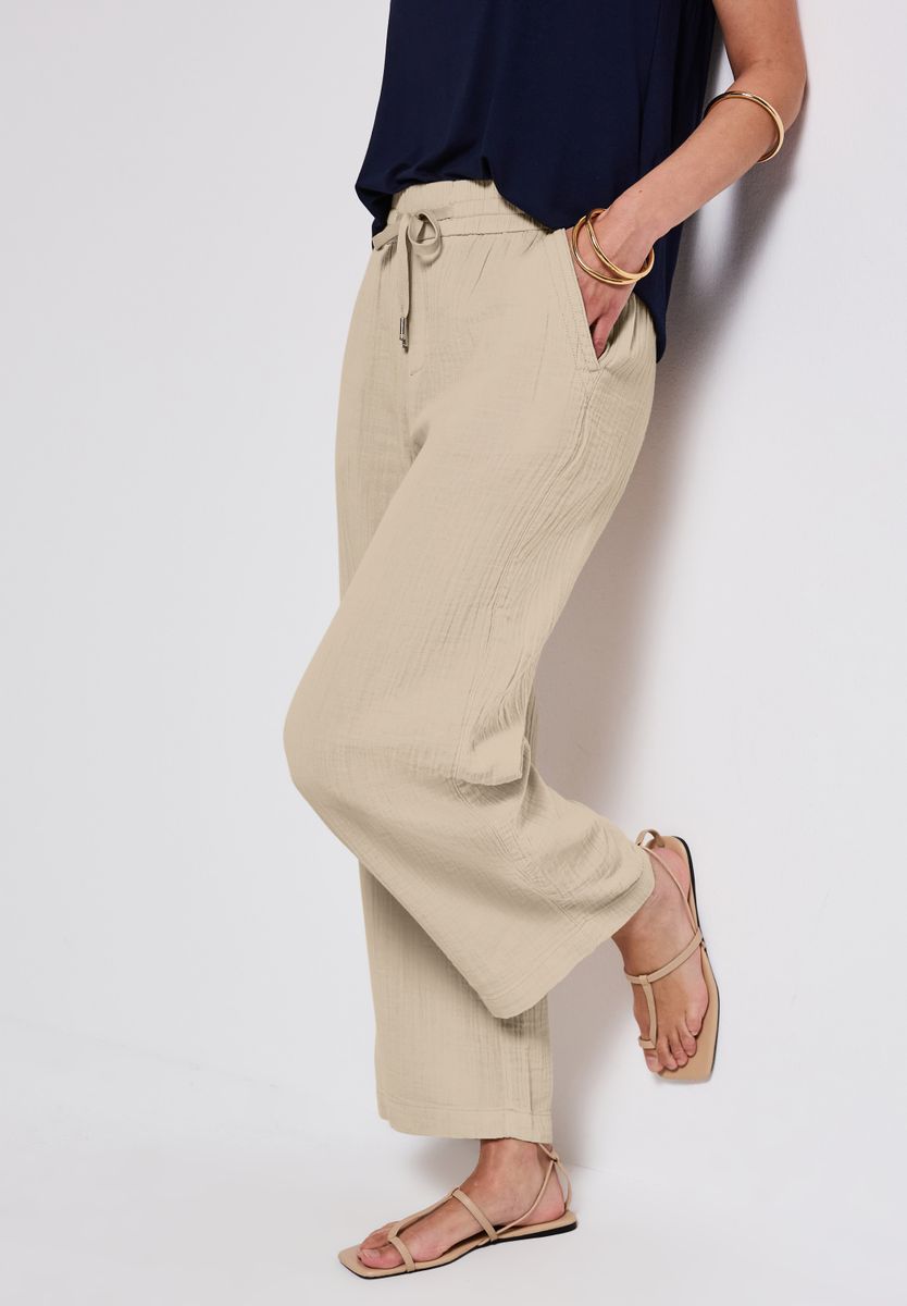 Wide Leg Musselin Hose