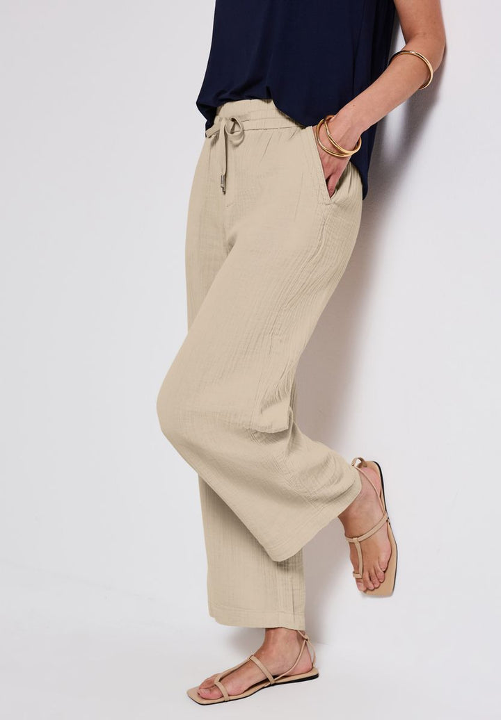 Wide Leg Musselin Hose