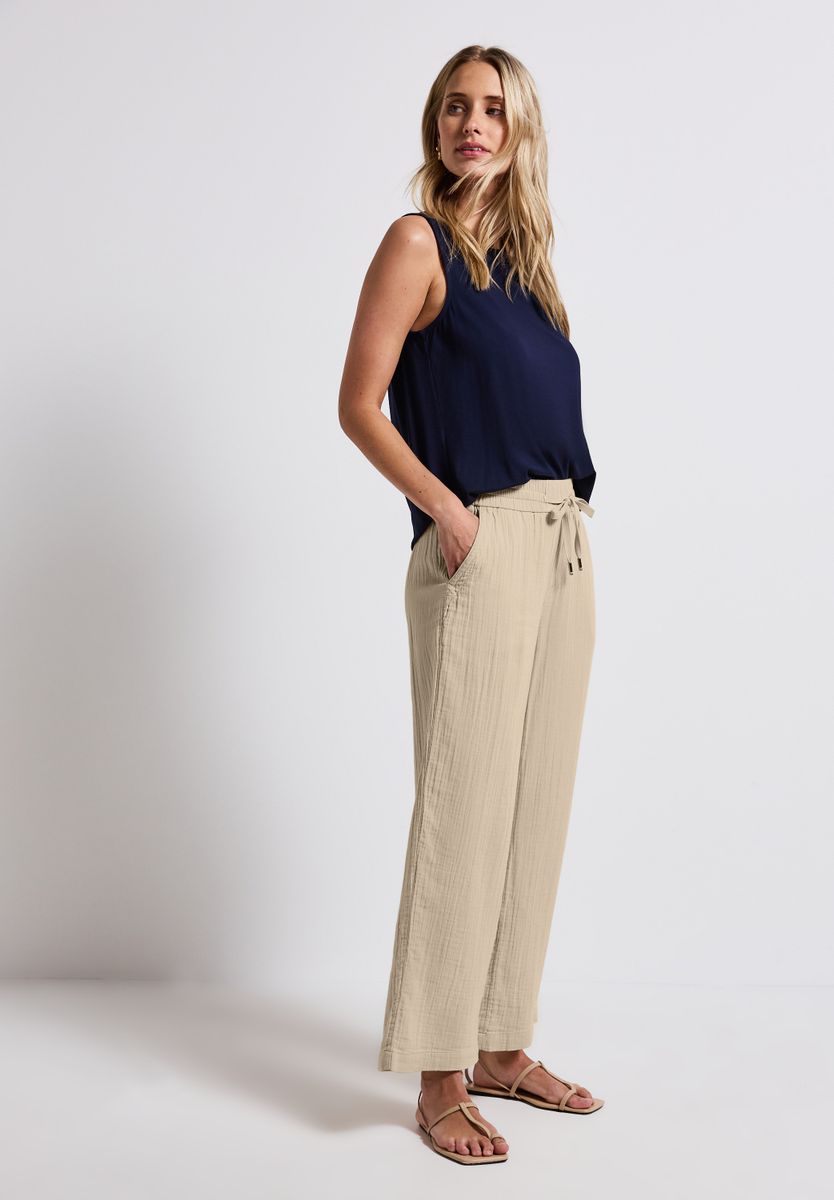Wide Leg Musselin Hose