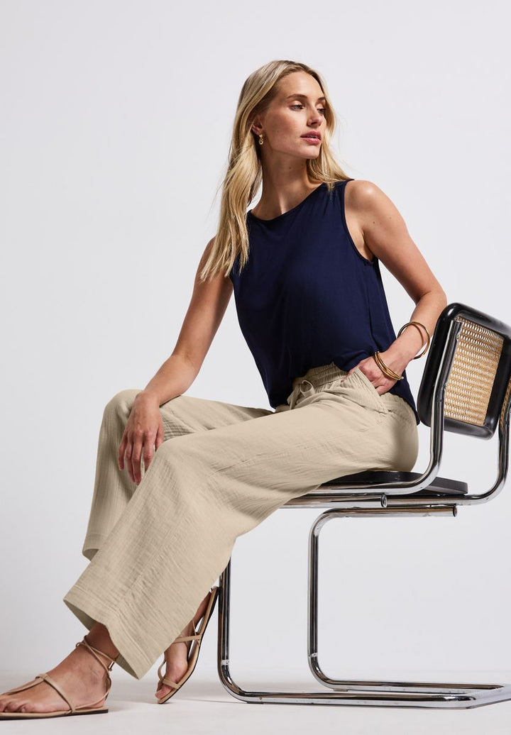 Wide Leg Musselin Hose