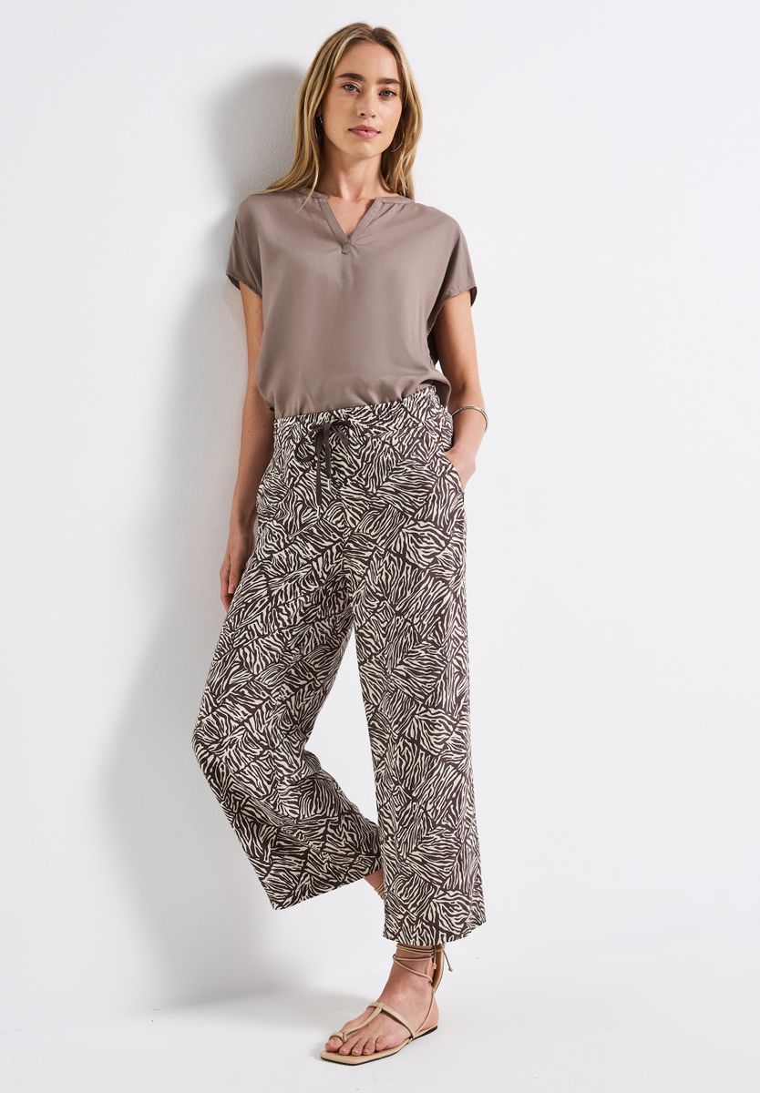Gemusterte Wide Leg Hose