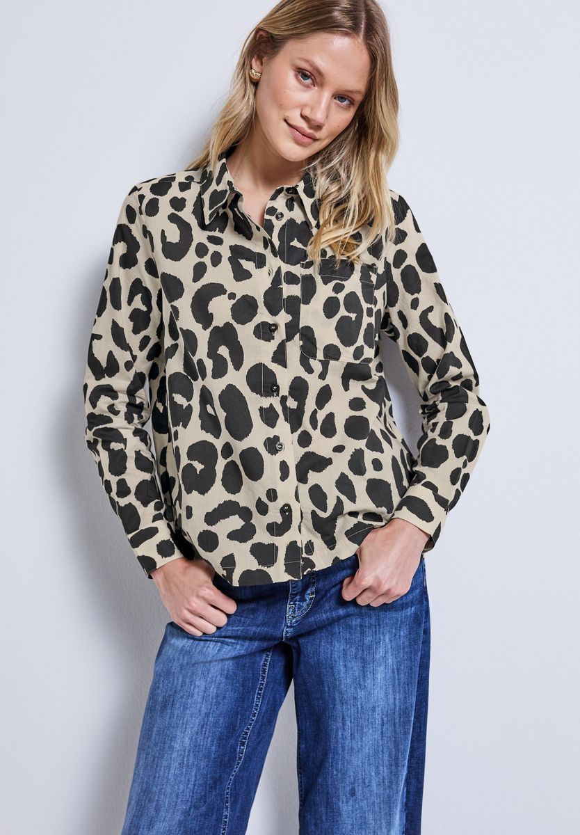 Hemdbluse mit Leo-Print