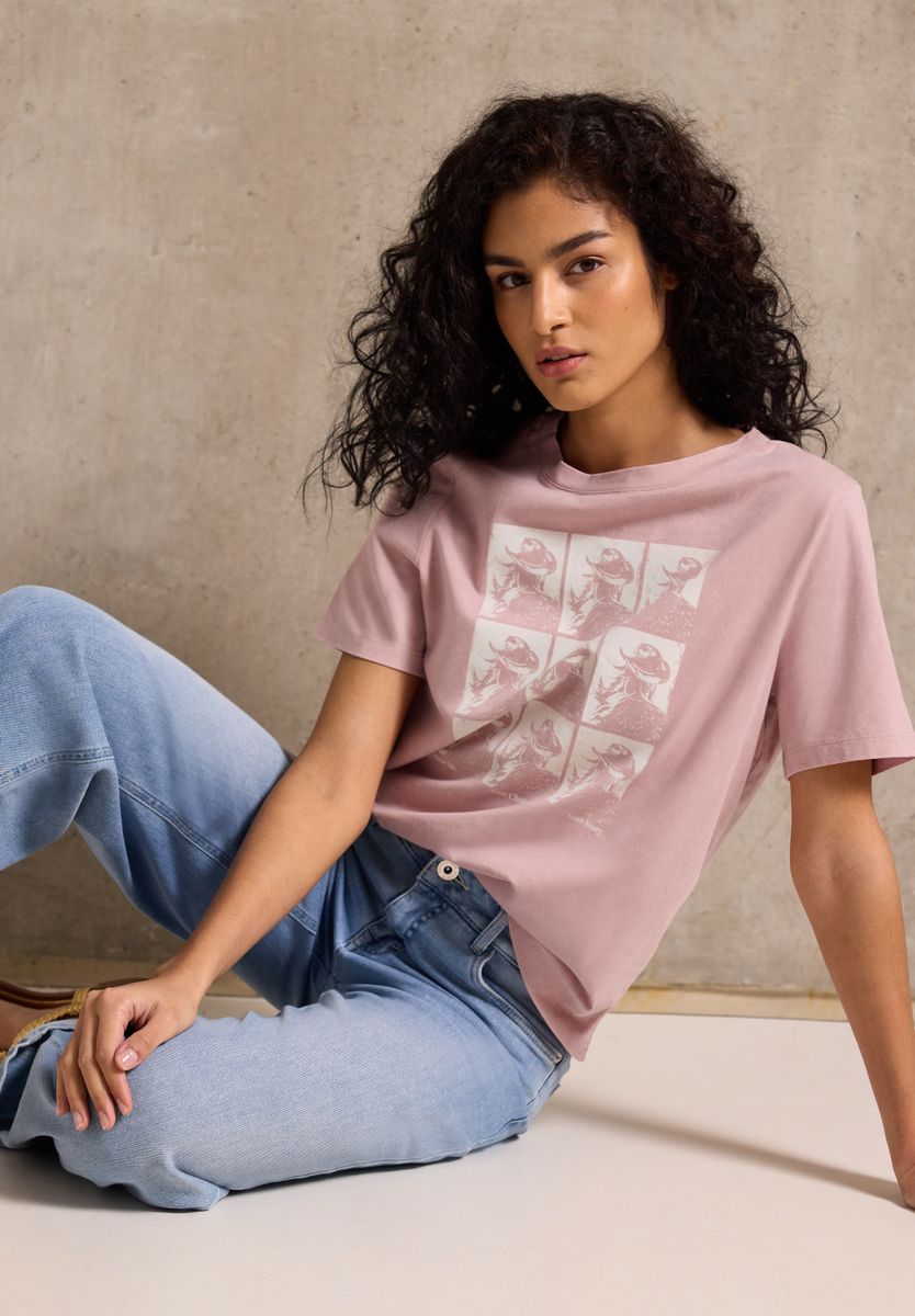 Washed-Look Shirt mit Print
