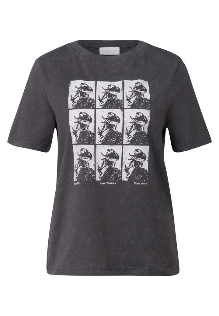 Washed-Look Shirt mit Print
