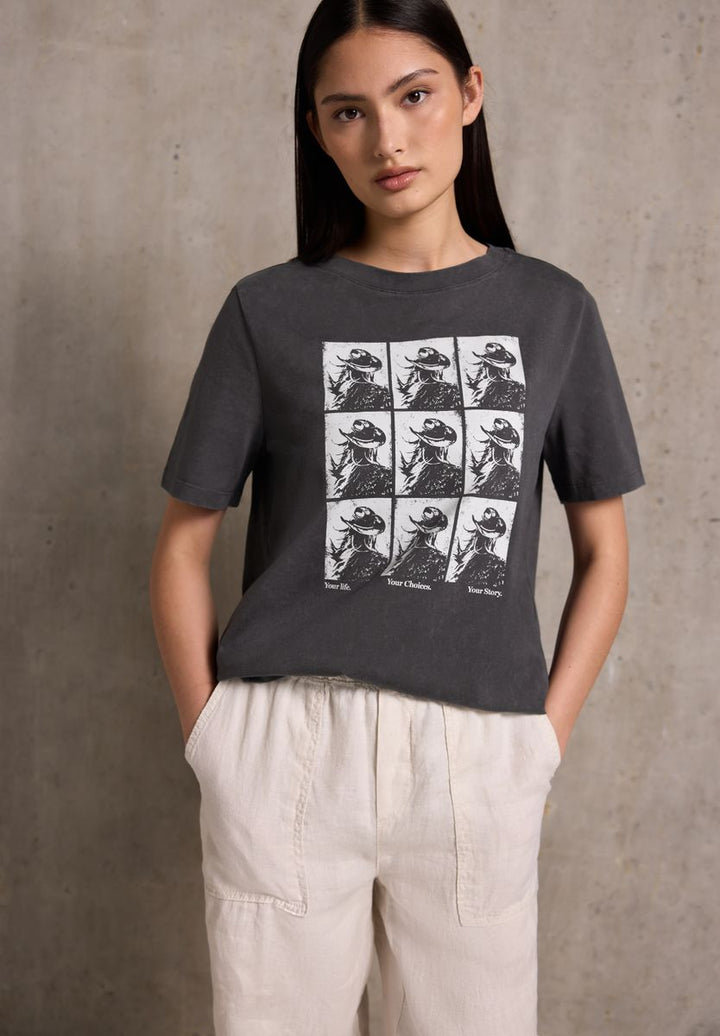 Washed-Look Shirt mit Print